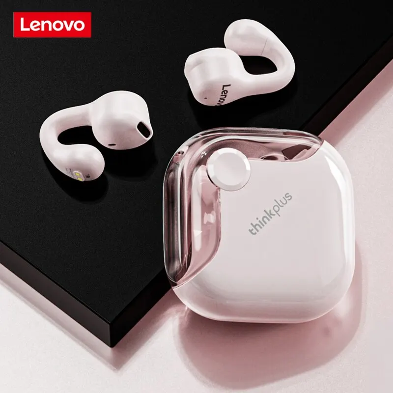 Lenovo-Casque sans fil Count61 avec micro, qualité sonore HiFi, clip d'oreille innovant au design 3D, meilleurs cadeaux pour hommes et femmes