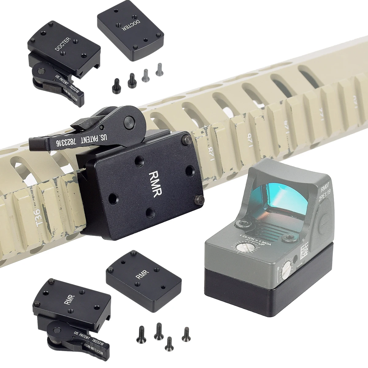 Tactical RM Mini Red Dot Sight Scope Mount And QD Height Mount with Riser Plate Fit 20mm Weaver Picatinny Rail