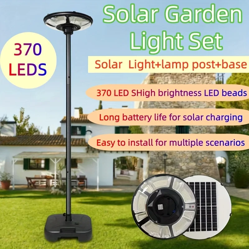 Solar Powered Mobile Garden Lamp, Wireless Outdoor Lighting for Yard Fence Patio Pathway, Auto Sensor