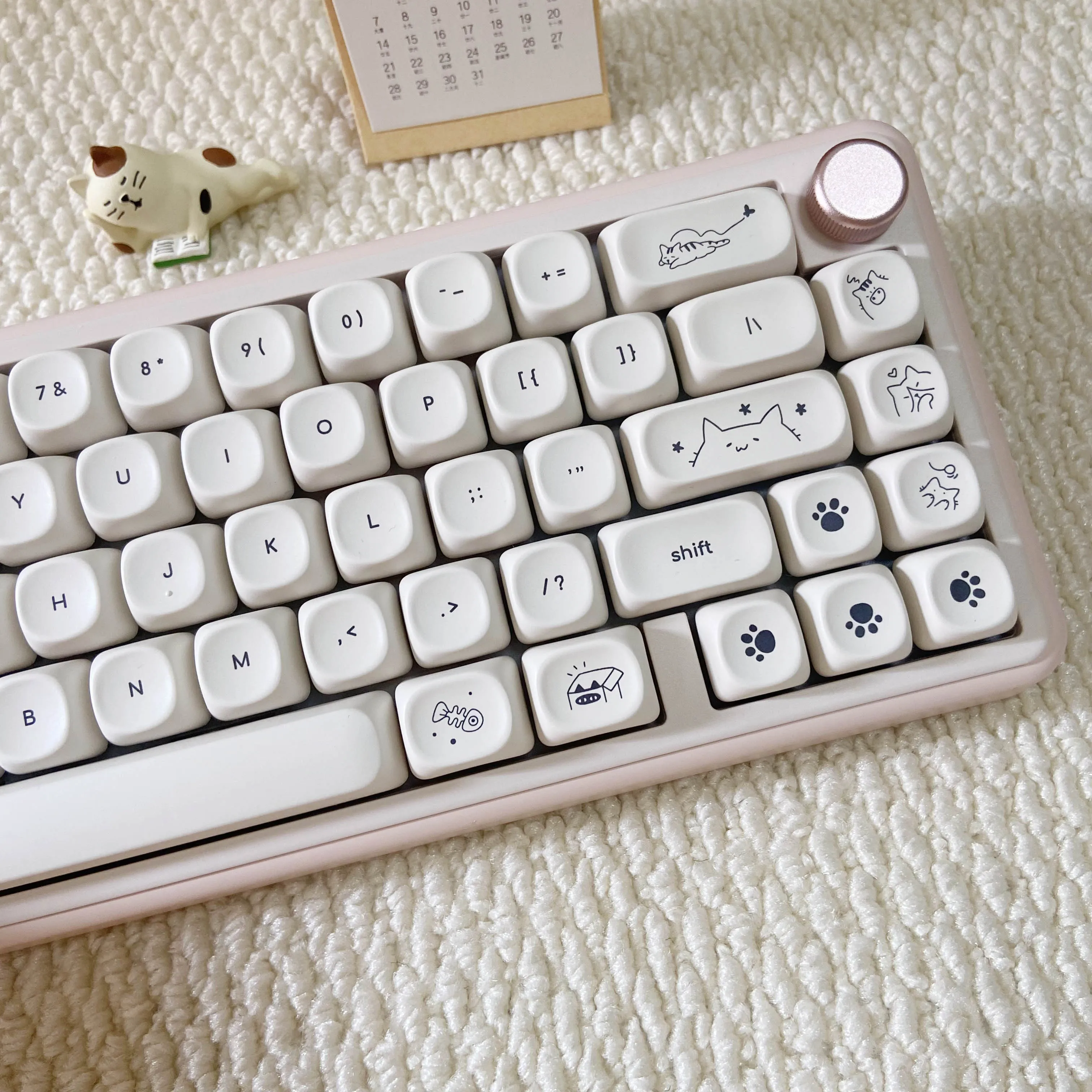 Hangul Keycap PBT Milky Cute Cat Keycaps Korean MOA Top print for office gamer 60% 65% 75% TKL 96% 100% Mechanical Keyboard