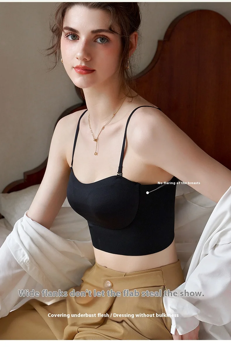 

UBAU Summer sexy small breasts gathered without traces smocked halter undershirt anti-glare one-piece wrap bra underwear female