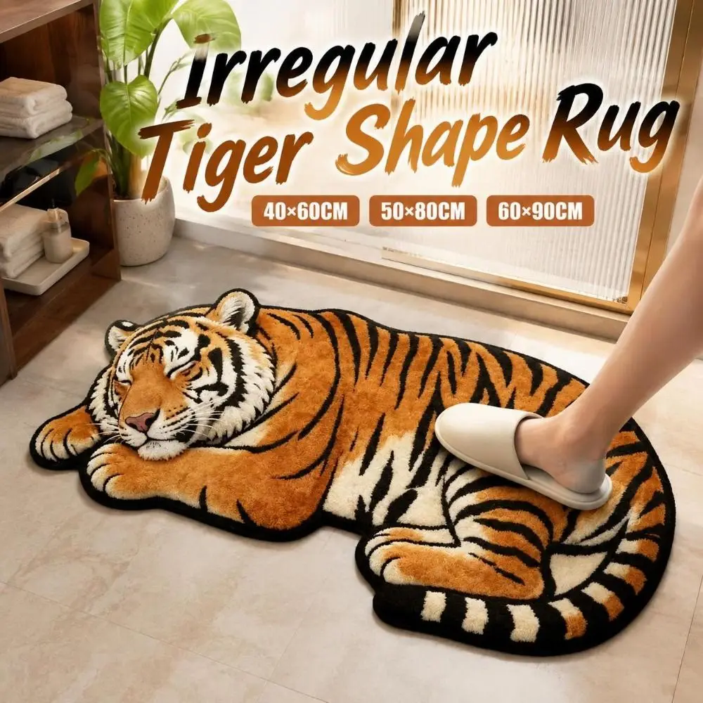 Absorbent Tiger Shape Rug Diatomite Non-slip Tiger Floor Mat Durable 40×60CM 50×80CM 60×90CM Irregular Bath Rug