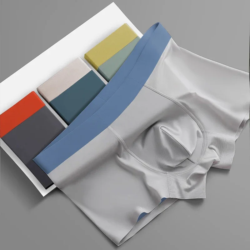 100er nahtlose Unterwäsche aus Eisseide, hochwertige doppelseitige Boxershorts, bequeme, sommerliche, dünne Jungen-Boxershorts