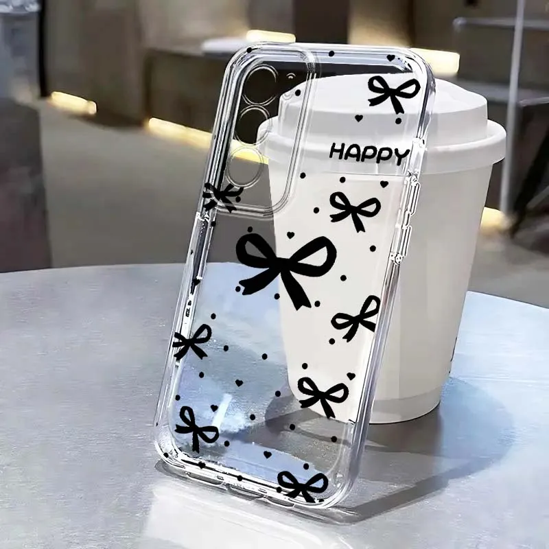 Etui na telefon z wzorem kokardki dla OPPO A11 A16 A55 A56 A57 A72 A52 A73 A74 A54 A76 A78 A58 A98 Pro 5G TPU Przezroczyste