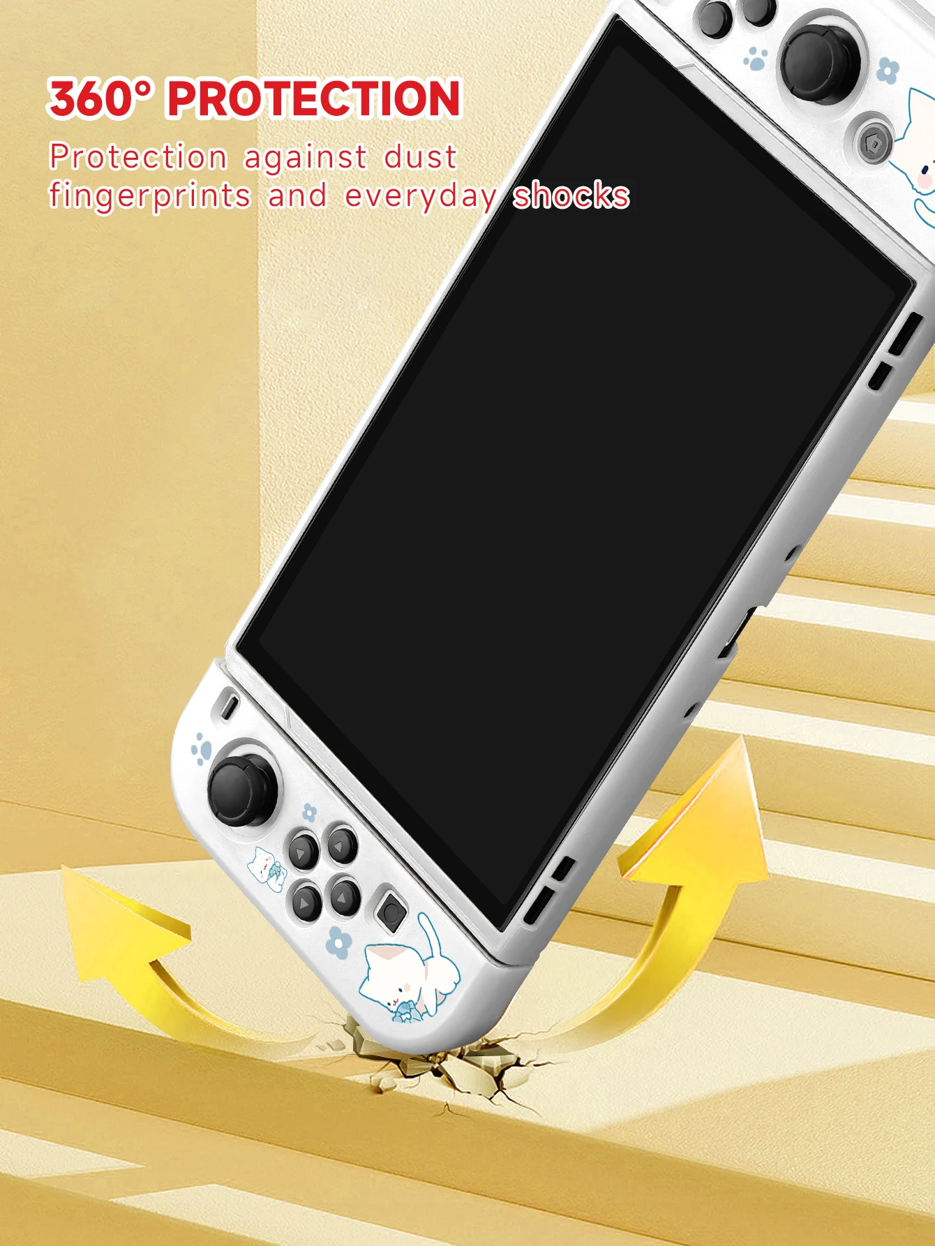 Protector Case for Switch OLED/Switch NS Game Accessories,Handheld Separable Shell for NS Joycon, Switch Oled Cover  Cute Cat