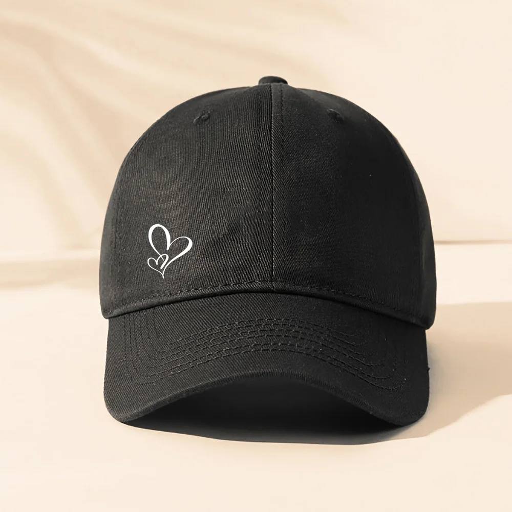 1 piece can be printed baseball cap - beige with white heart, can be snap-button hat, unisex hat, rest style, hand wash or dry wash, rest | fun | durable, Heart Fc products, men's baseball caps, women's hats view 3