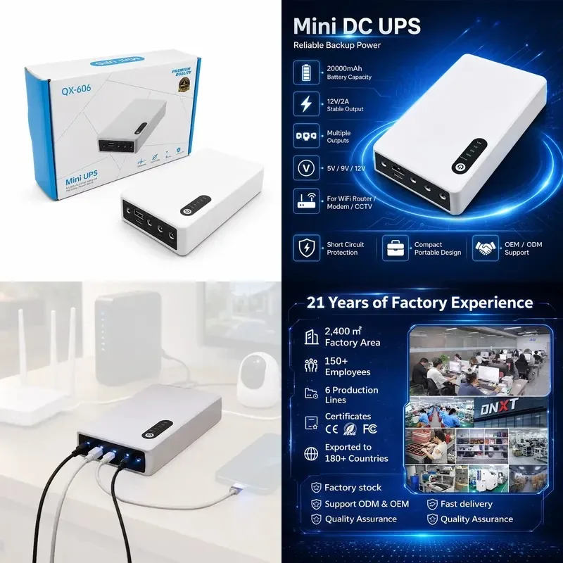 Hot Sale Wholesale Mini DC UPS Lithium Battery Single Phase 20000mAh 12V2A Backup Battery for WiFi Router CCTV Modem