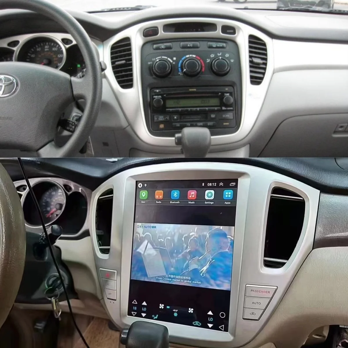 Для Toyota Highlander Kluger 2001-2007 Android 13 256G CARPLAY DSP Tesla Unit Автомобильный мультимедийный плеер GPS Радио Аудио Стерео