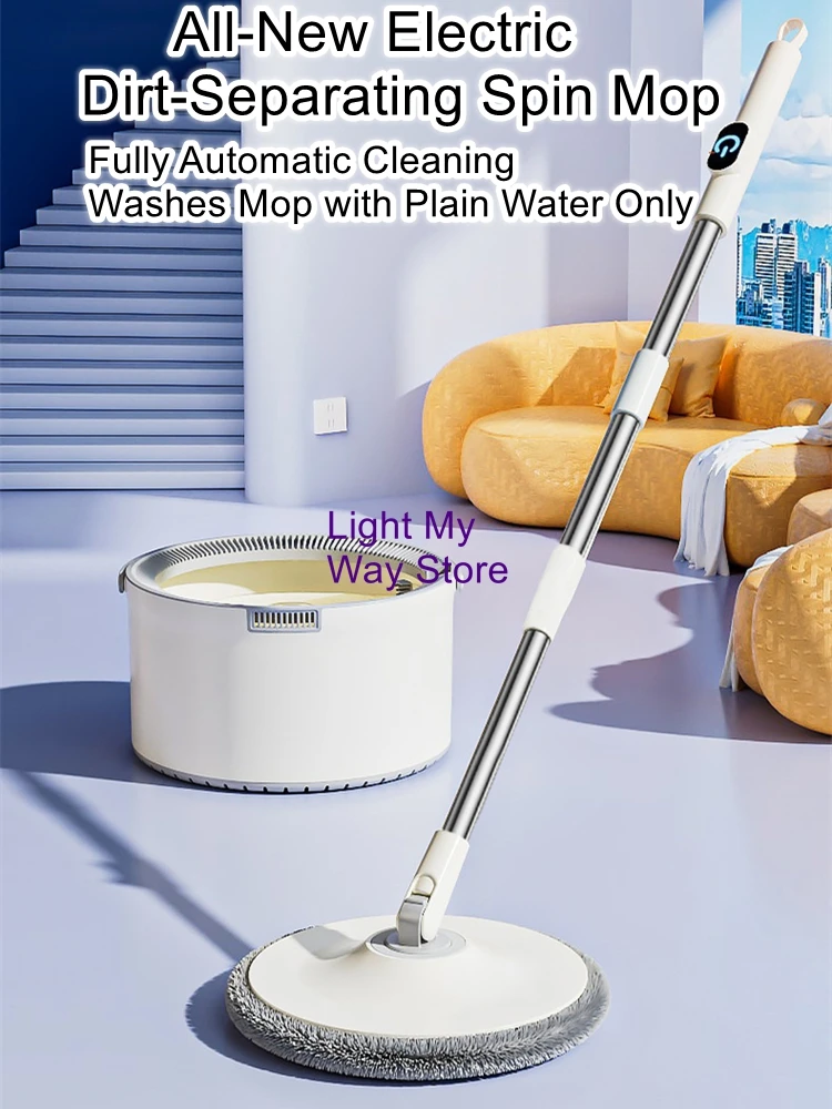 Rechargeable Rotating Fully Automatic Electric Mop Effortless Cleaning, No Hand Washing Required Dirt and Water Separation