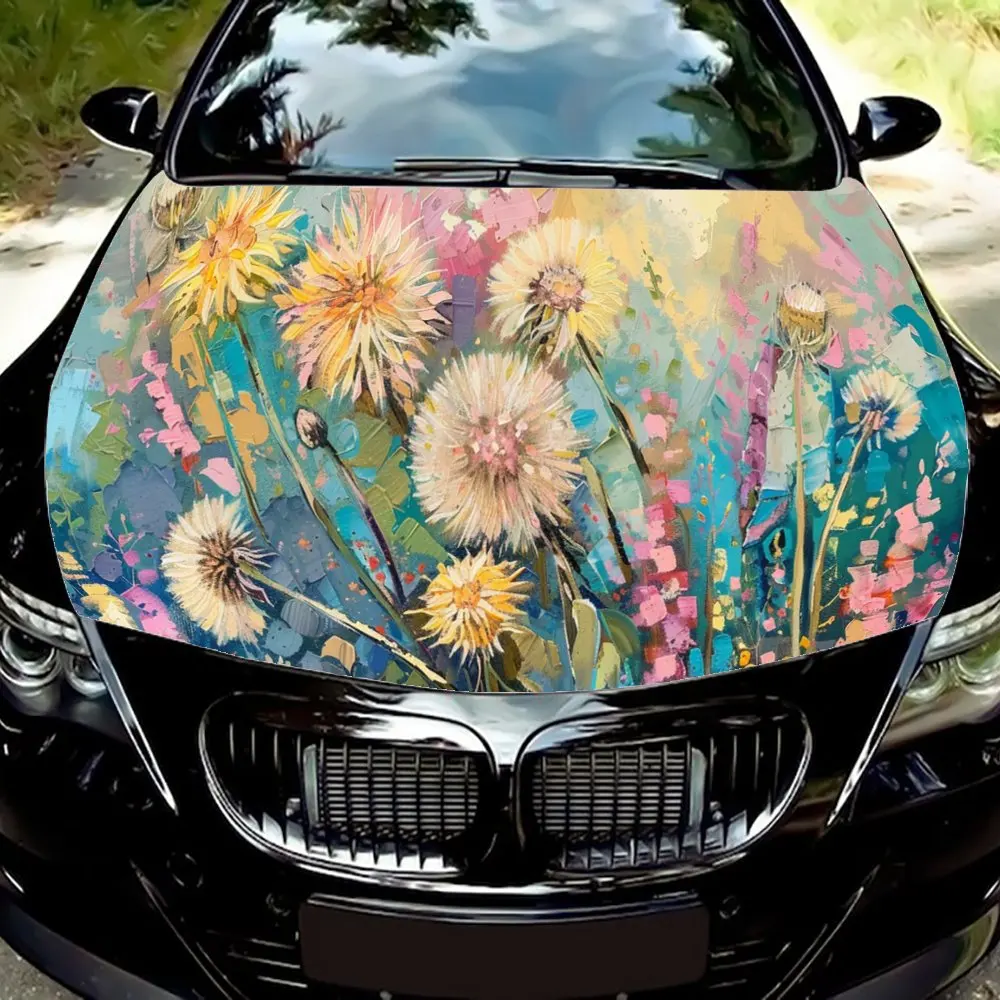 Beauty Dandelion Flowers Art Car Hood Wrap Color Vinyl Sticker Truck Graphic Bonnet DIY Auto Accessories Decoration Decal Gift