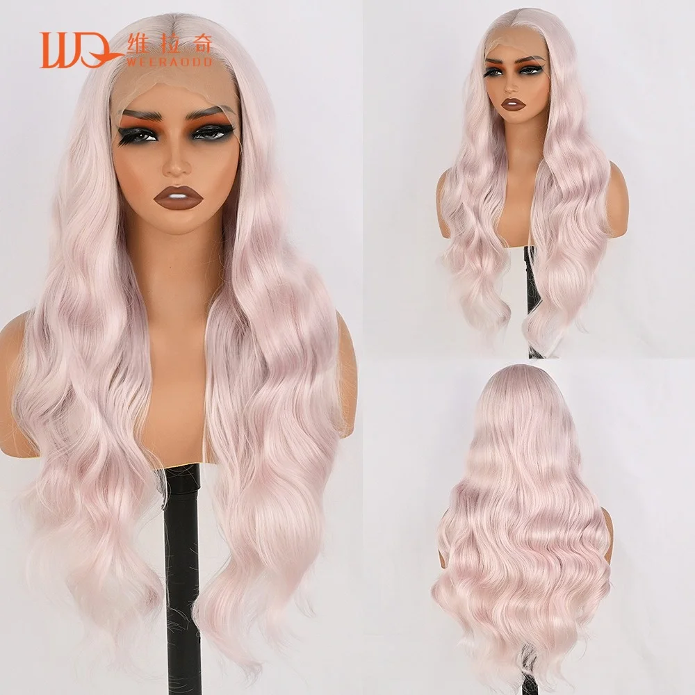 28-inch-body-wave-sakura-pink-lace-front-wig-13x4-lace-frontal-glueless-pastel-pink-heat-resistant-synthetic-hair-daily-cosplay