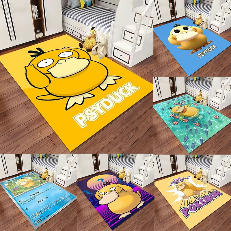 

MINISO Pokémon Psyduck Themed Area Rug Cute Duck Like Pokémon Patterns Soft Non Slip Carpet for Kids' Room Bedroom Decor