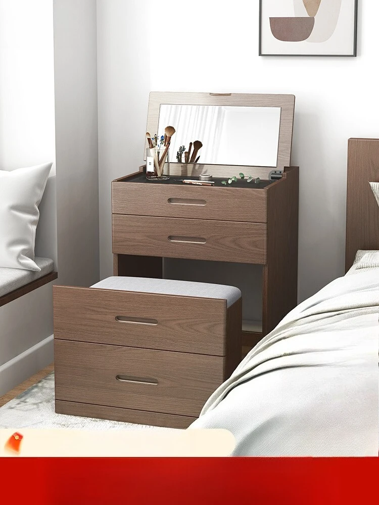

Solid wood dresser bedroom modern simple small apartment flip cover small cosmetic table mini storage cabinet integrated