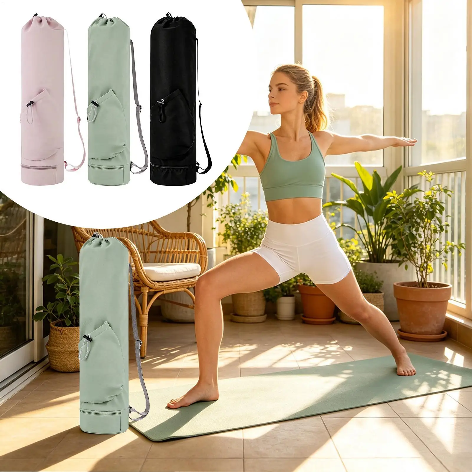Pilates Bag With Drawstring Strap Wet Pocket Workout Equipment Gym Workout Pilates Exercise Bag For Women Men Outdoor Studio