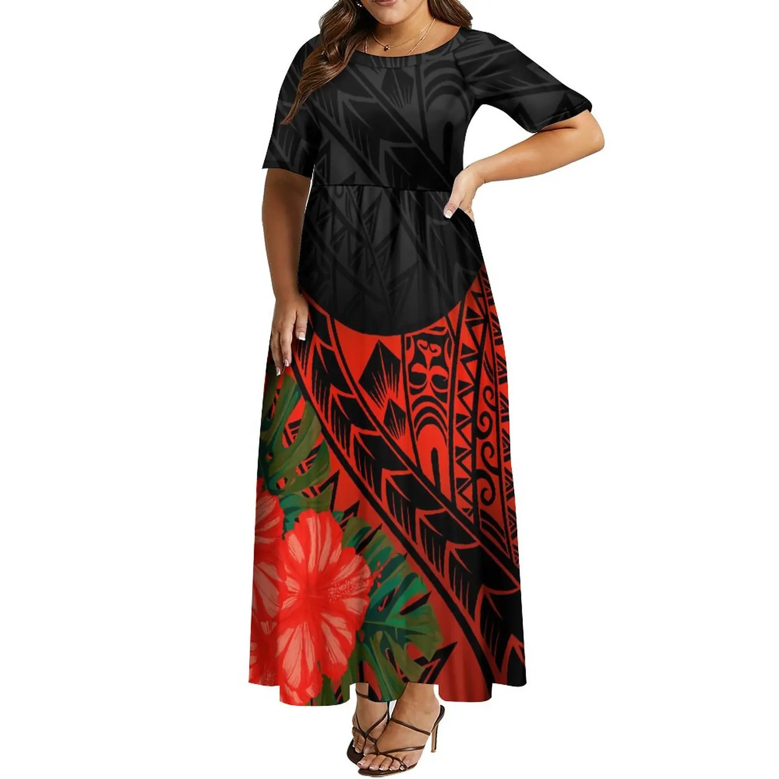 

Summer Women'S Half-Sleeved Dress Samoa Casual Dress Polynesian Traditional Clothing Support Customization