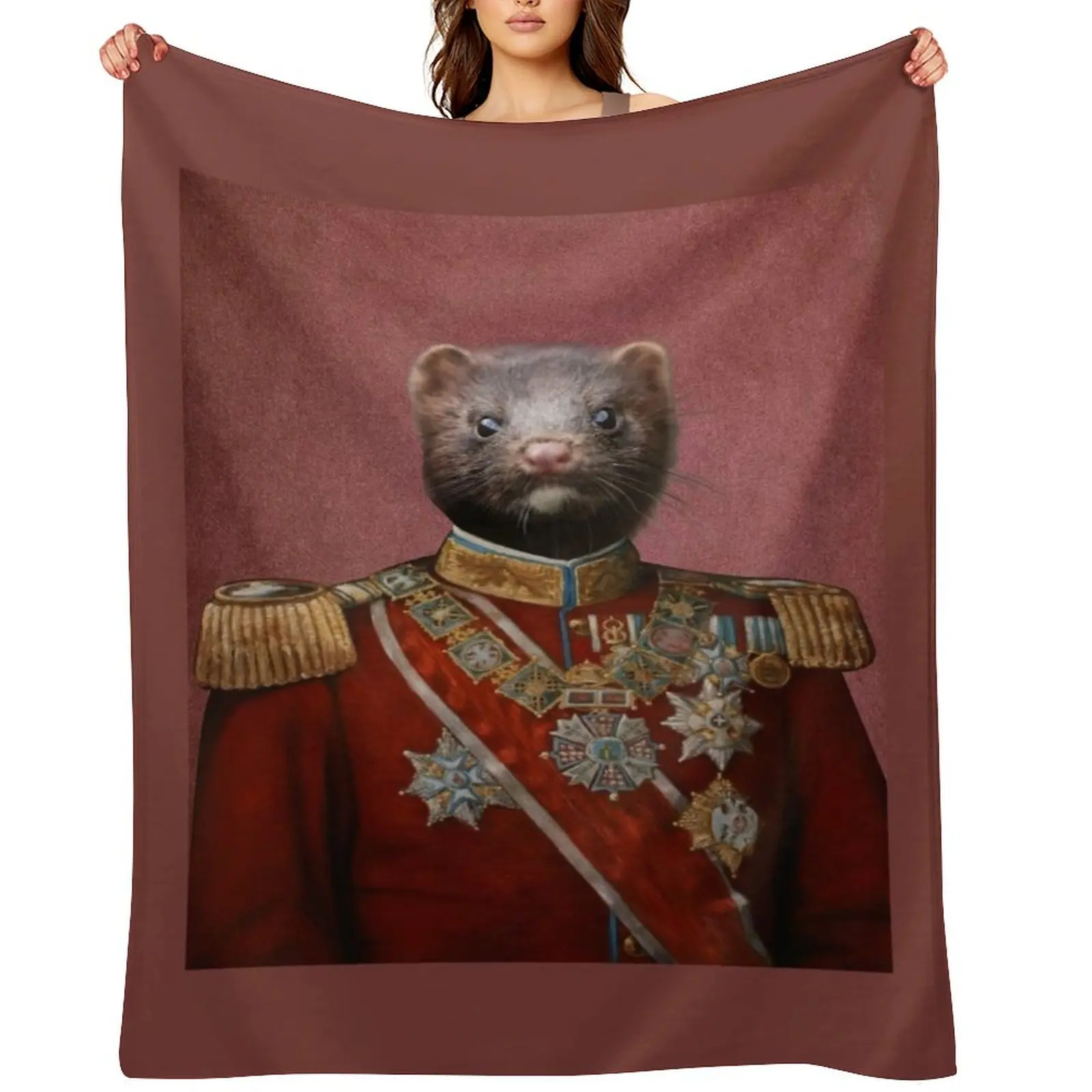 

Pet Ferret Tee Funny Ferret, Thief, Mugshot, Gift Throw Blanket Flannels Custom Travel blankets ands Blankets