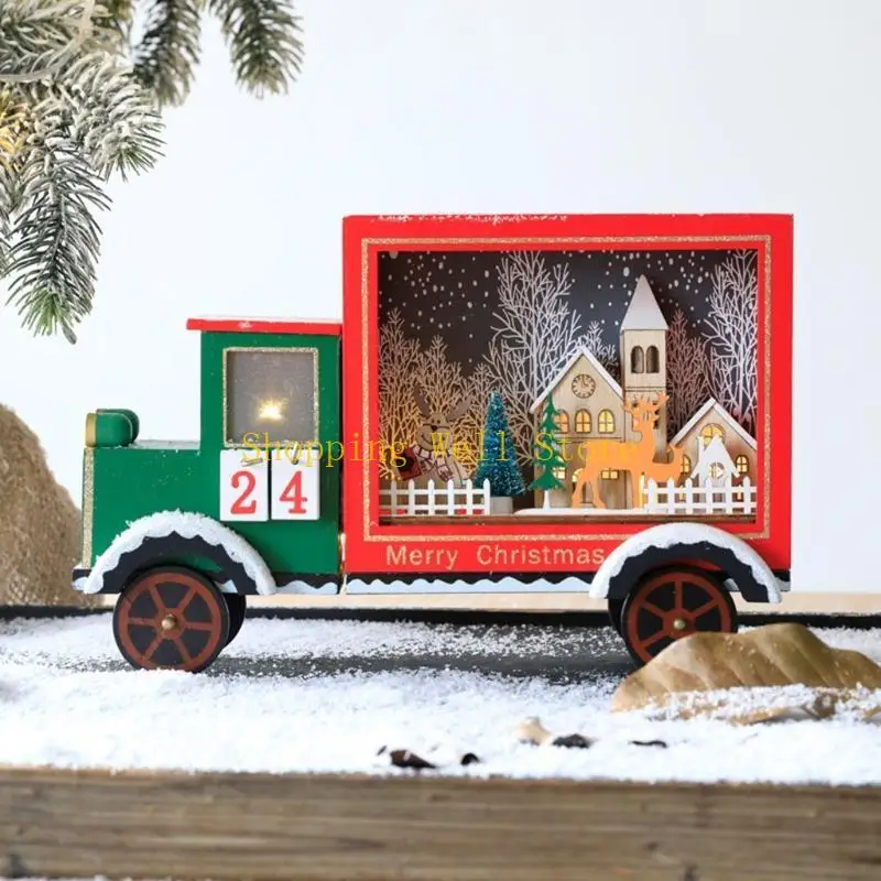 

KX4B Рождественский деревянный адвент-календарь с ящиками для хранения, светодиодный светильник с обратным отсчетом, украшение