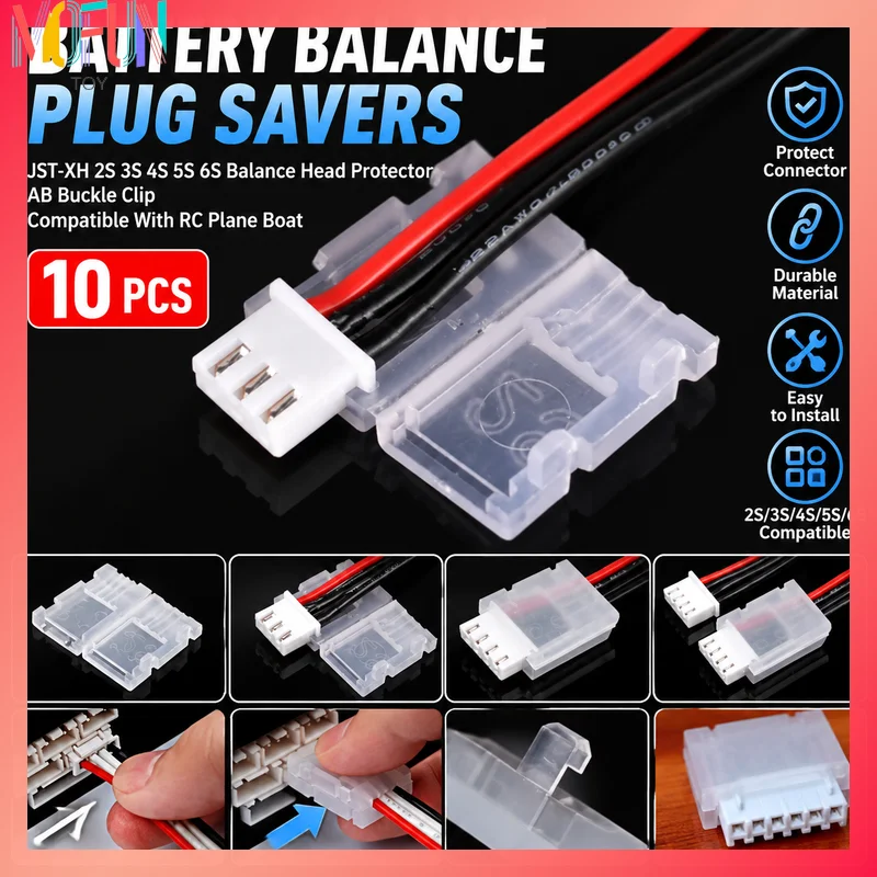 10 Pcs Battery Balance Plug Savers Jst-xh 2s 3s 4s 5s 6s Balance Head Protector Ab Buckle Clip Compatible With Rc Plane Boat
