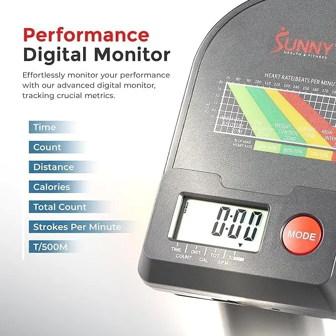 Smart Compact Full Motion Rowing Machine, Full-Body Workout, Low-Impact, Extra-Long Rail, 350 LB Weight Capacity and Optional