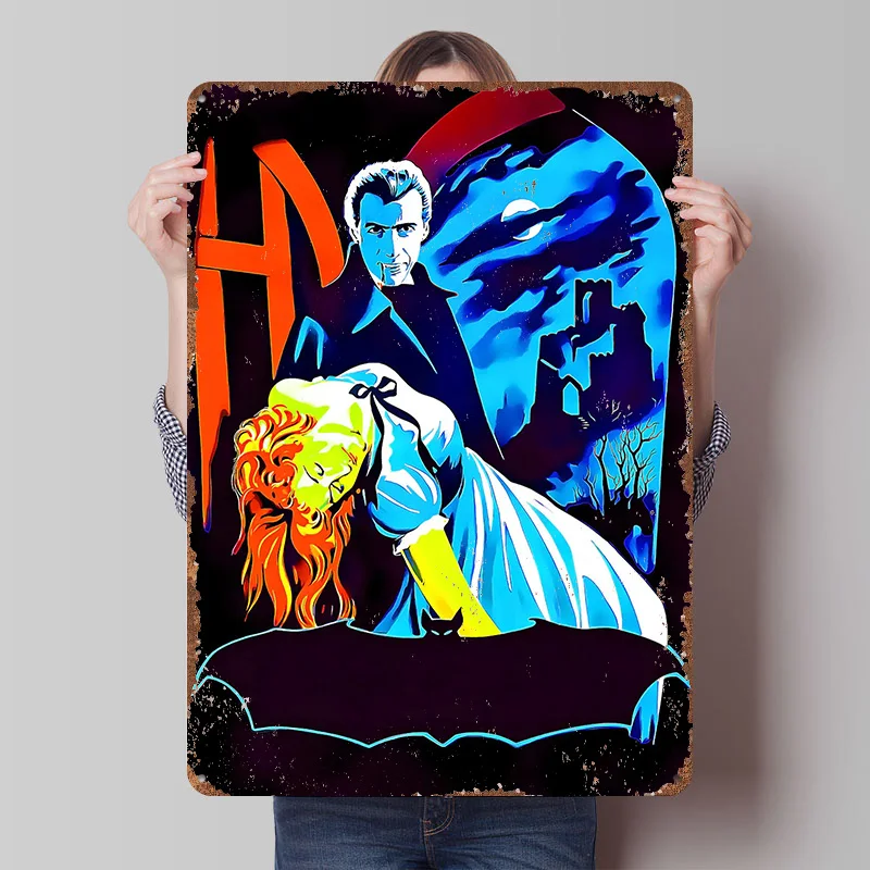 Dracula Retro Movies Poster Customized Vintage Metal Signs Wall Art Retro Tin Plaque for Interior Accessories Gaming Decoration
