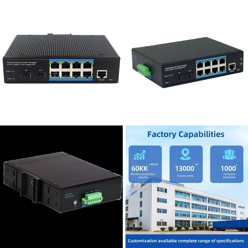 8 Port PoE Switch DIN Rail Fanless Gigabit Managed 2 SFP Optical Ethernet