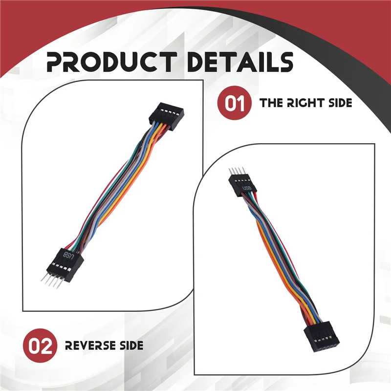 A13E-For Lenovo Motherboard To Ordinary Chassis Adapter Cable,USB 9-Pin Revolution 11-Pin Female Conversion Cable 24AWG, 5Pcs