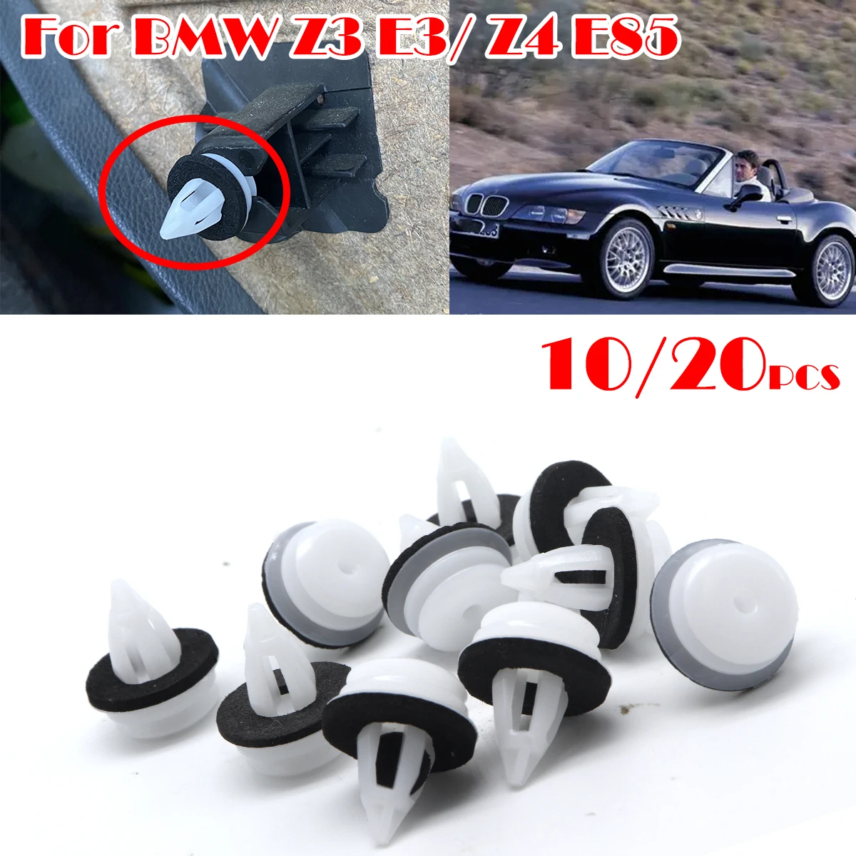

10/20Pcs For BMW Z3 E36 1995-2003 Z4 E85 MINI R50 R52 R53 F56 Renault Logan 1 Car Door Card Panel Trim Fascia Lining Clip Rivets