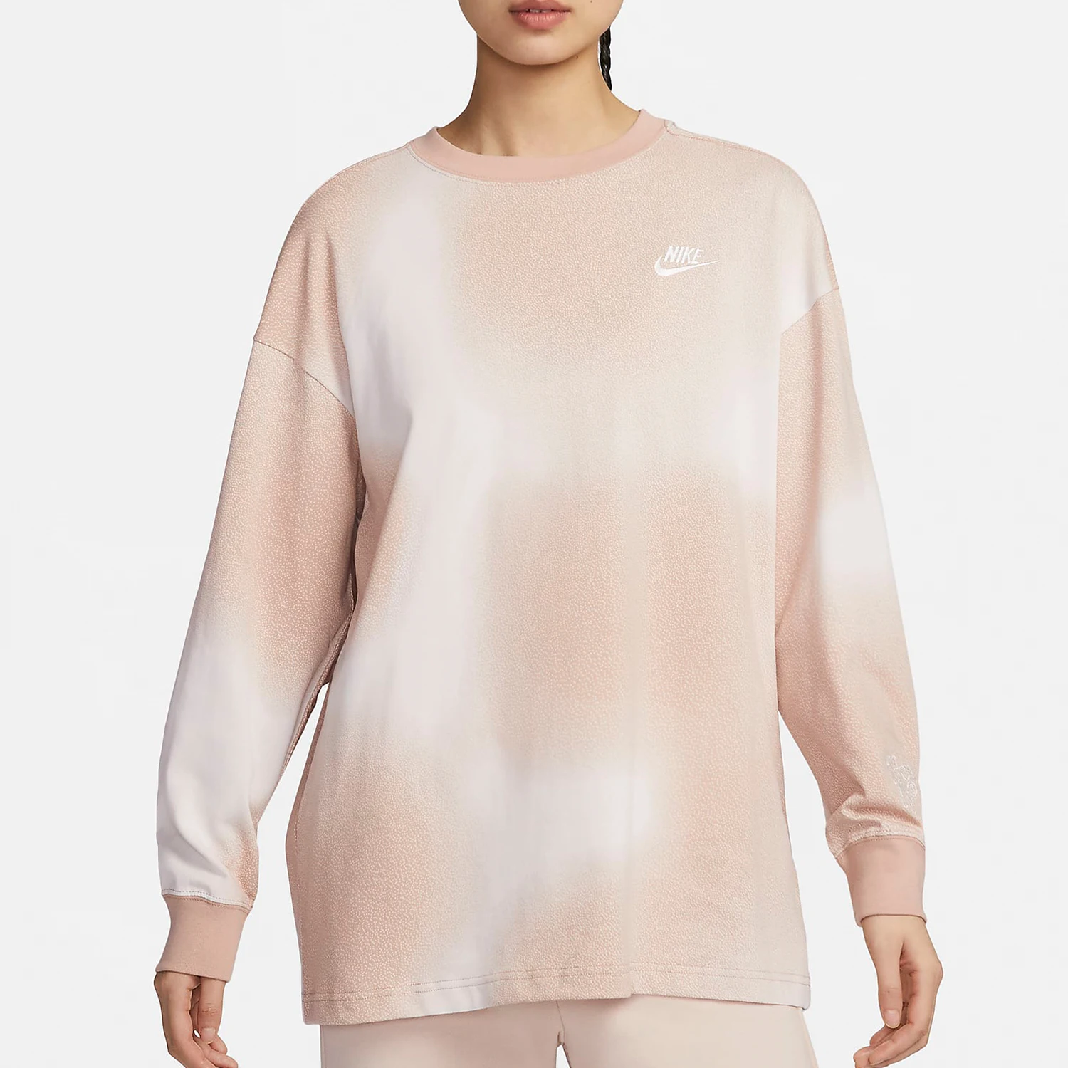 

Nike подлинная весенняя новая женская спортивная повседневная футболка с круглым вырезом и длинными рукавами FZ6566-200