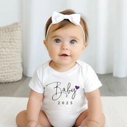 Baby 2025 Print Baby Romper Boy Girls Short Sleeve Infant Bodysuit Round Neck Newborn Jumpsuit Pregnancy Announcement Rompers