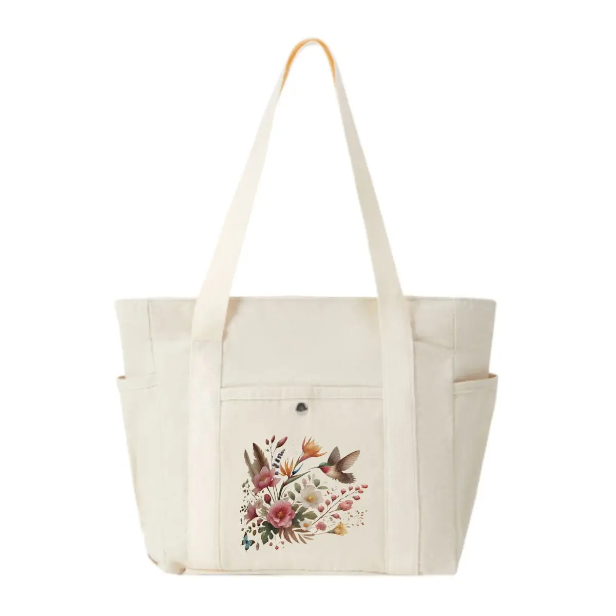 

Романтическая соната цветущих растений. Повседневная сумка через плечо для поездок на работу. Модная сумка-тоут с несколькими карманами.