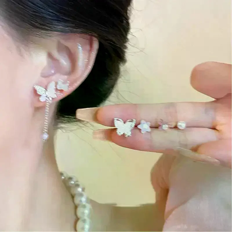 Pairs New Y2K Cute Butterfly Star Pearl Stud Earring For Women Exquisite Mini Earrings EMO Jewelry Gift Wholesale Direct Sale 7