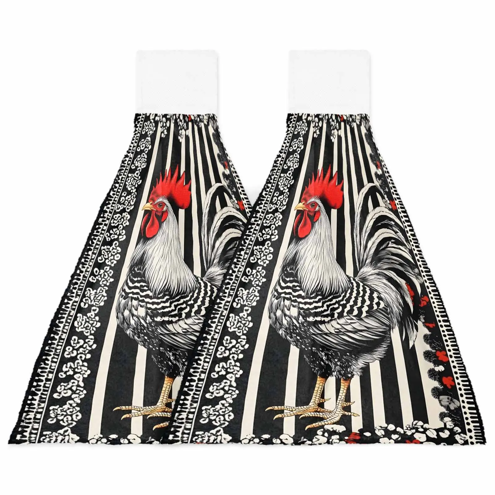 

Vintage Farm Rooster Lines Custom Wipe Hand Towel Absorbent Hanging Towels Home Kitchen Wipe Dishcloths Bathroom Bath Wipe