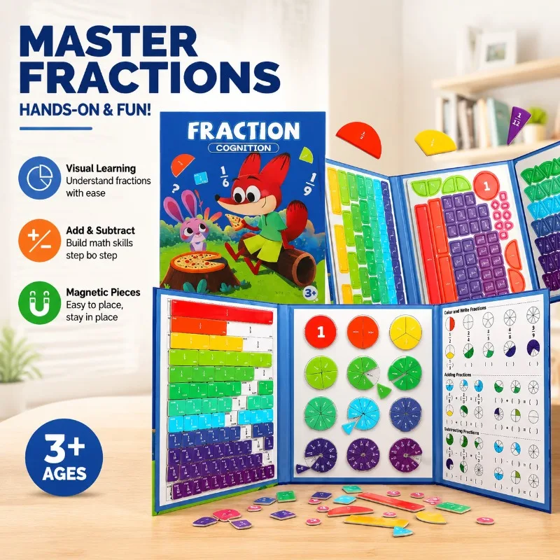 Educational Magnetic Alphabet Book with 26 Letter Magnets Kids Early Learning Portable Flip Book for English Word Recognition