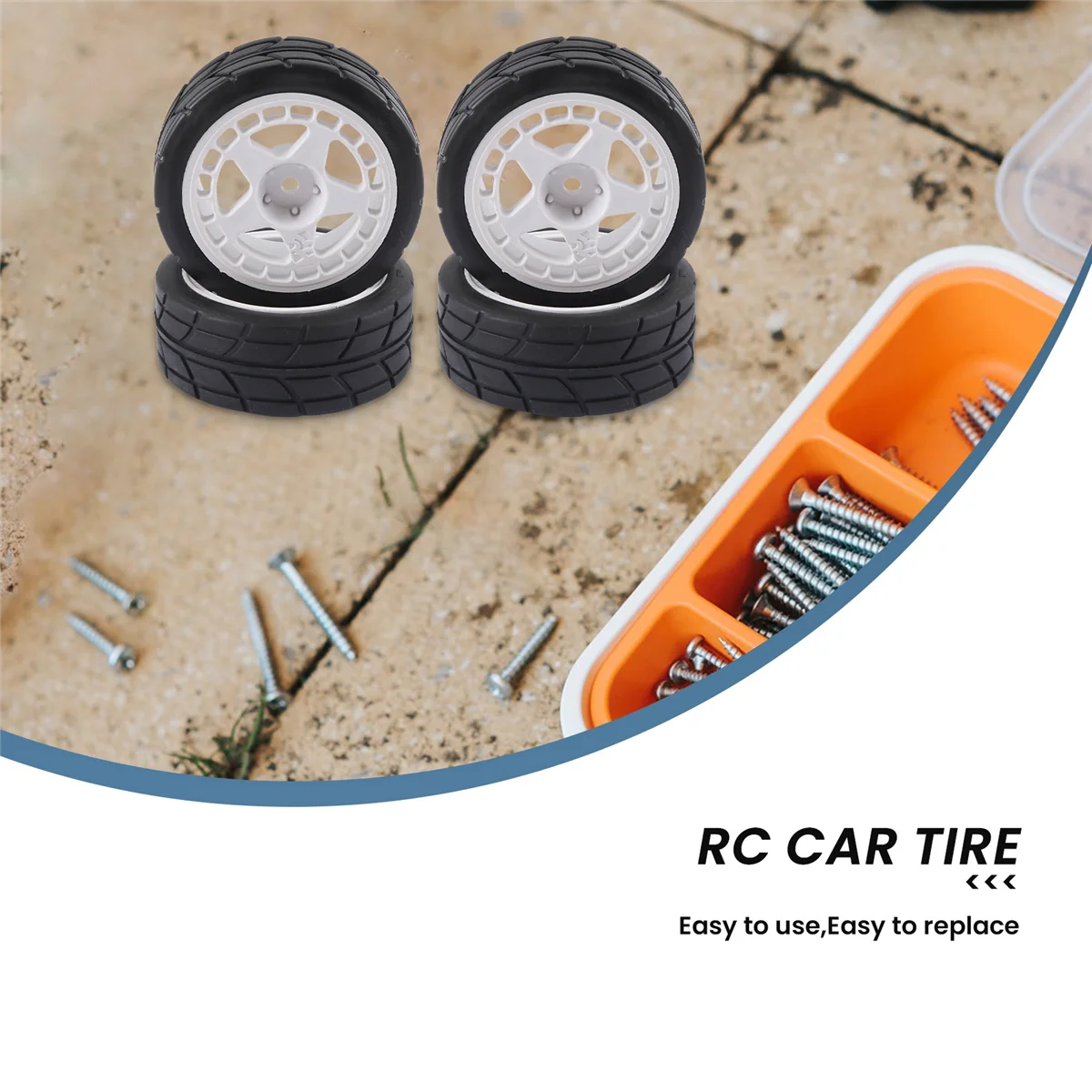 4 pièces 12mm Hex 65mm pneus de roue en caoutchouc pour Tamiya XV-01 TT-01 TT-02 LC Racing PTG-2 HPI WR8 HSP 1/10 RC voiture, 2