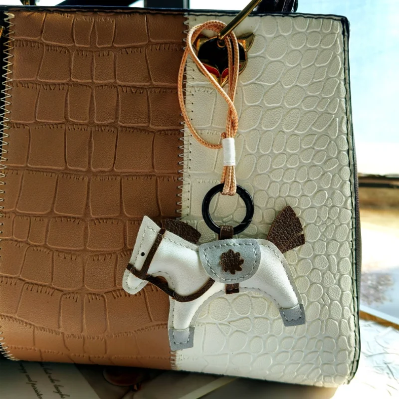 

1pcs PU Leather Pony Keychain Braided Rope Backpack Pendant for Phone Bag Hanging Accessories DIY Decoration