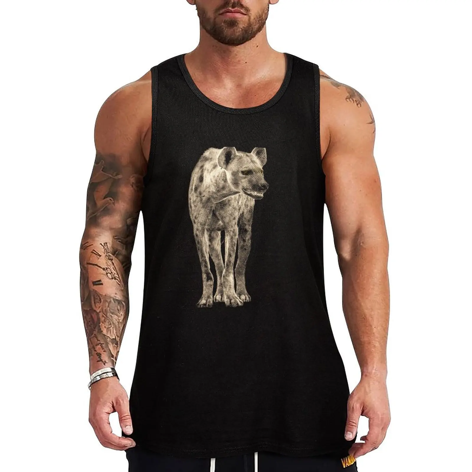 

Spotted Hyena in Vintage Sepia Tank Top fashion 2025 man T-shirts men sports suits Men's summer t-shirt