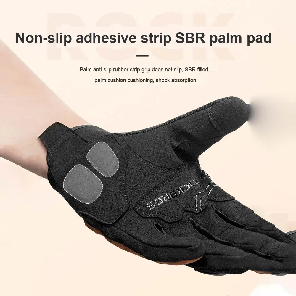 ROCKBROS Fahrradhandschuhe, atmungsaktive, rutschfeste, stoßfeste MTB-Rennrad-Vollfingerhandschuhe, bequeme Fahrradausrüstung aus Polyester – Detail 7