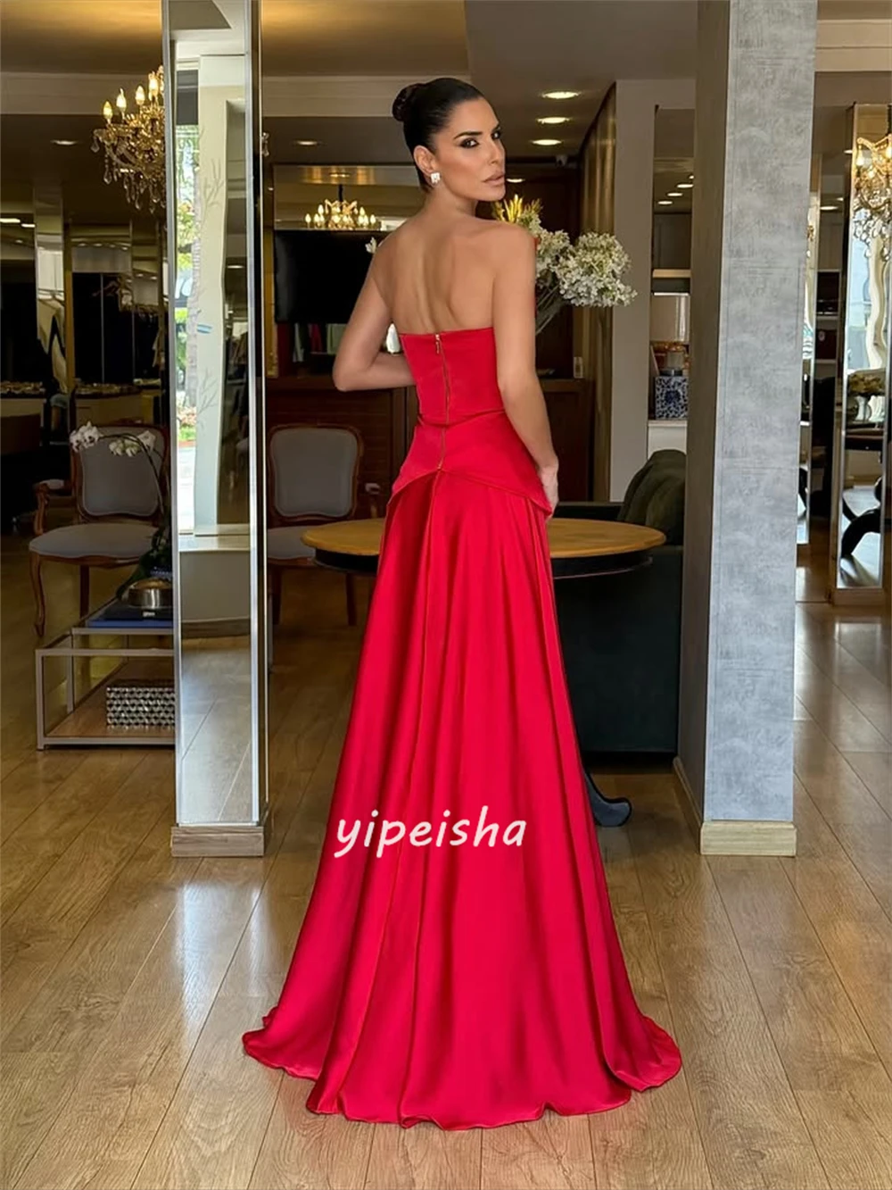 Vestidos largos sin tirantes, estilo moderno personalizado, elegante, Charmeuse, plisado fruncido, corte en A, vestidos para ocasiones a medida, tallas disponibles
