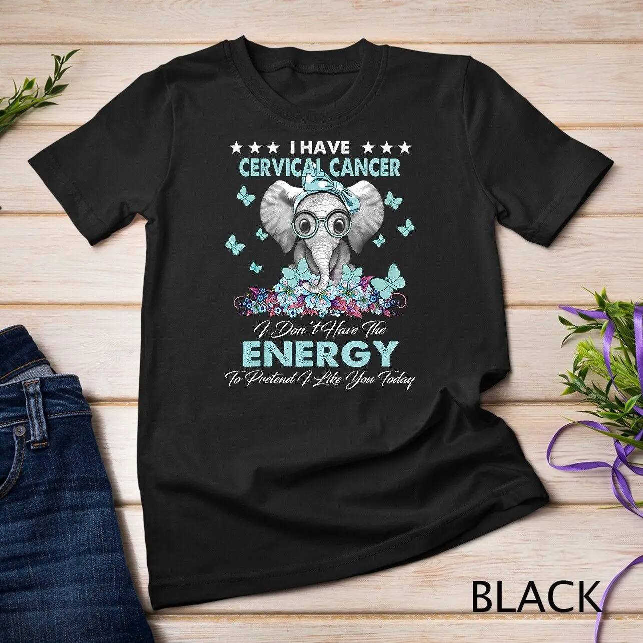 Elephant I Have Cervical Cancer Awareness Gifts Unisex T-shirt