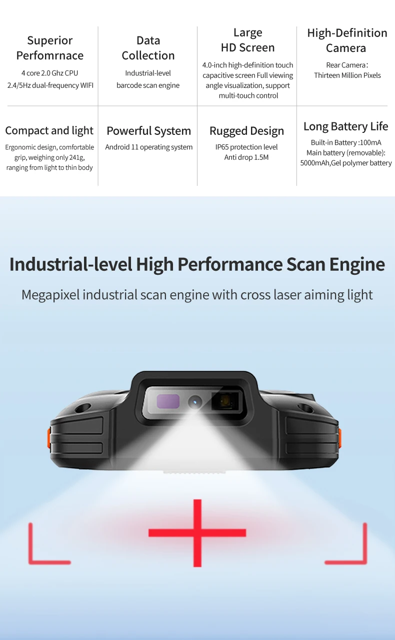 Imagem -02 - Robusto Terminal Inteligente Android Pda 2d Barcode Scanner Wi-fi Bluetooth Alta Qualidade Uso Móvel Nfc Leitor Rfid Mc406761