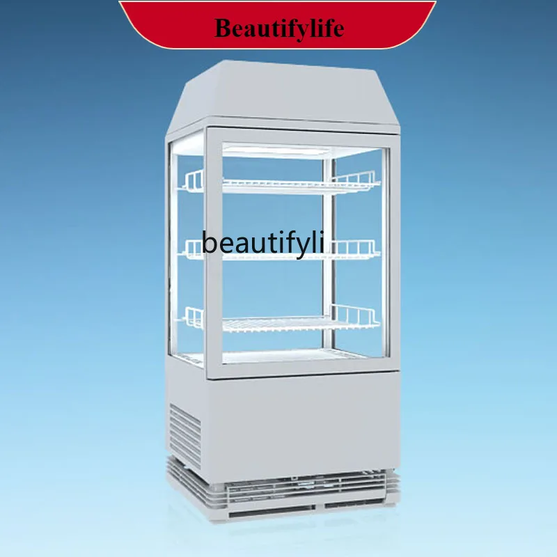 

E132 Four-sided transparent glass refrigerated display cabinet Commercial desktop vertical single door refrigerated cabinet Free
