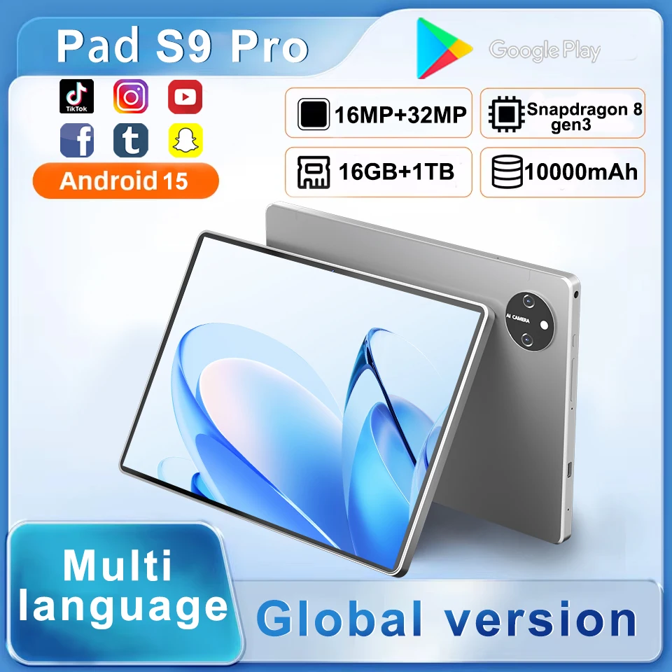 yZ[z^ubg IWipbh S9 Pro 4K HDXN[ 16MP+32MP Android 15 Snapdragon 8gen3 10RA O[o 22GB+2TB 5G LTE GPS 10000mAh ^u