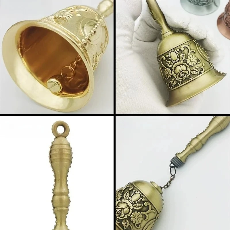 Copper Antique Hand Cranked Bell Chinese Style Large Bell Household Buddhist Supplies Religious Supplies Decoration Crafts