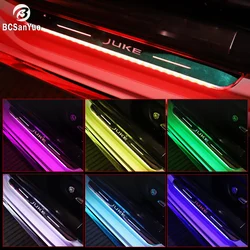 Car Door Sill LED Pathway Light Custom Logo for Nissan Juke F15 F16 USB Power Moving Welcome Pedal Scuff Plate Atmosphere Lamp