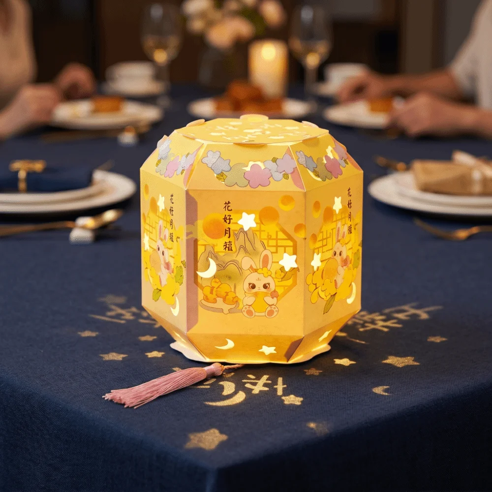 Picture 4: Rabbit Mid-Autumn Festival Lantern Handheld Projection Design DIY Craft Kit Lantern Luminous Design Six-Sided LED Lantern