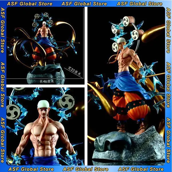 36cm 신제품 원피스 애니메이션 피규어 에넬 PVC 모델 장면 조각상 데스크탑 장식품 어린이 생일 선물 장난감