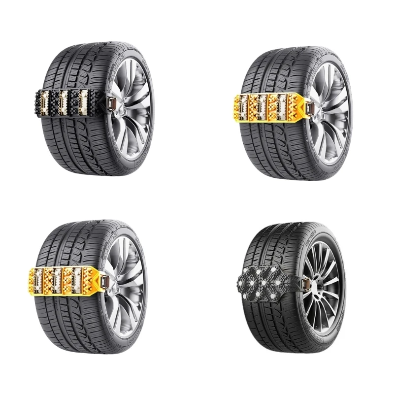 D5BE Tire Chain with Polyurethane Body and Studded Contact Points for Snowy and Muddy Winter Vehicle Driving Conditions