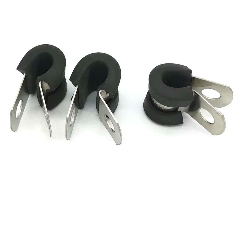 Morsetto per tubi tipo P da 10 pezzi con fascette stringitubo in gomma 304SS P morsetto per cavo singolo con dadi e bulloni