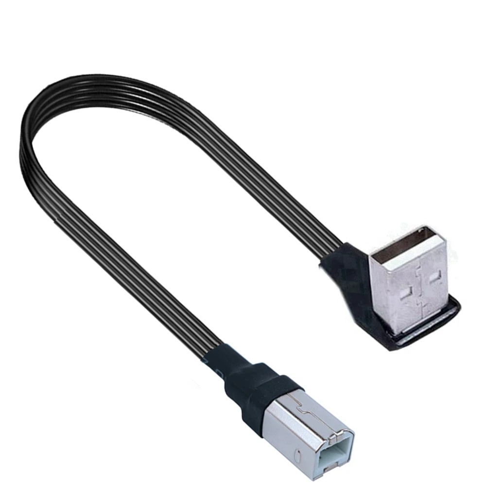 2M Black Elbow 90 USB Printer Power Cable USB 2.0 A-B Male to Male Scanner Printer Wire USB Convert Data Line 0.3M 50CM 3M 1M