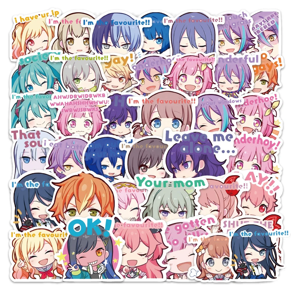 10/30/60pcs Cartoon Project Sekai‌ Music Game Stickers Cute PJSK Anime Girl Sticker Suitcase Phone Case Notebook Decals Kids Toy